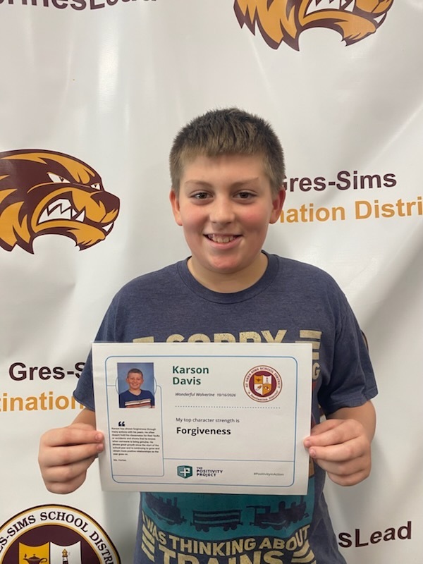 6th Grade: Karson Davis - Nominated by Ms. Horton