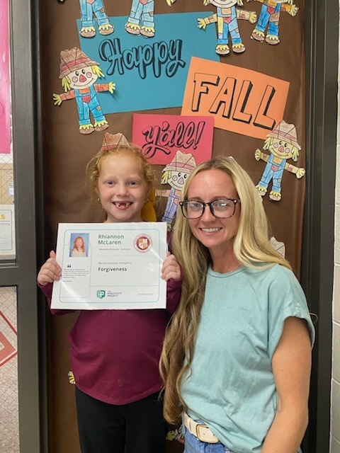 2nd Grade: Rhiannon McLaren - Nominated by Mrs. Bashaw