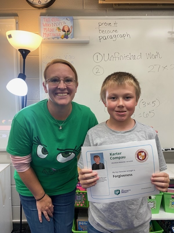 3rd Grade: Carter Compau - Nominated by Ms. Heck