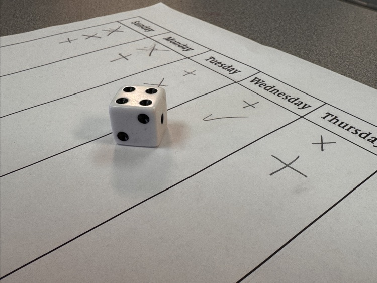 a dice on the table