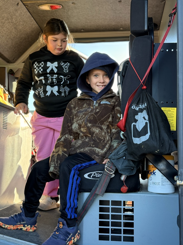 student in firetruck