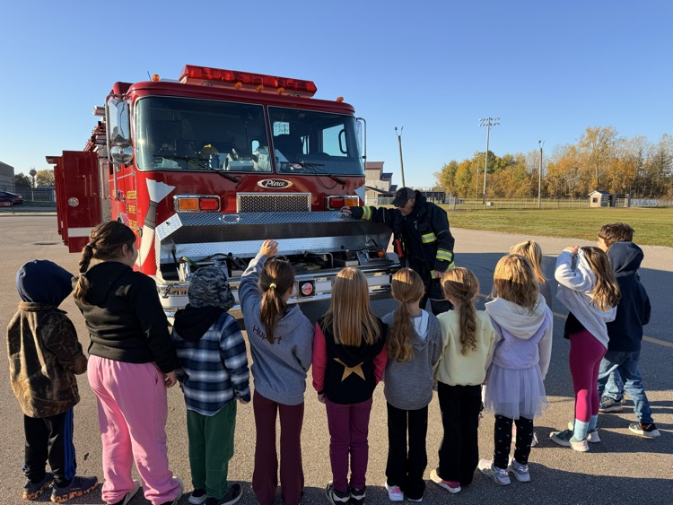students learning about the fire truck