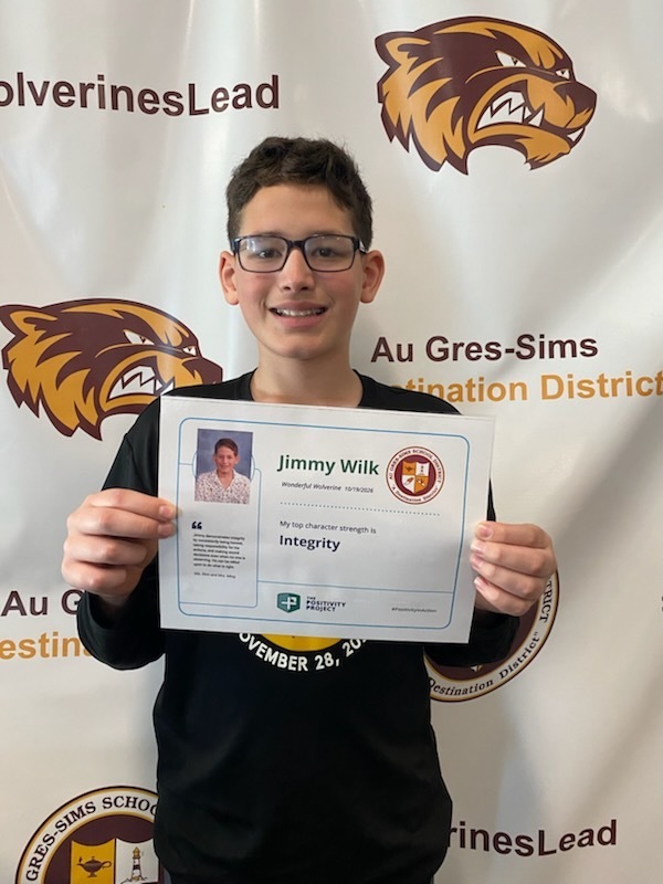 7th Grade: Jimmy Wilk - Nominated by Ms. Rinn & Mrs. Ming