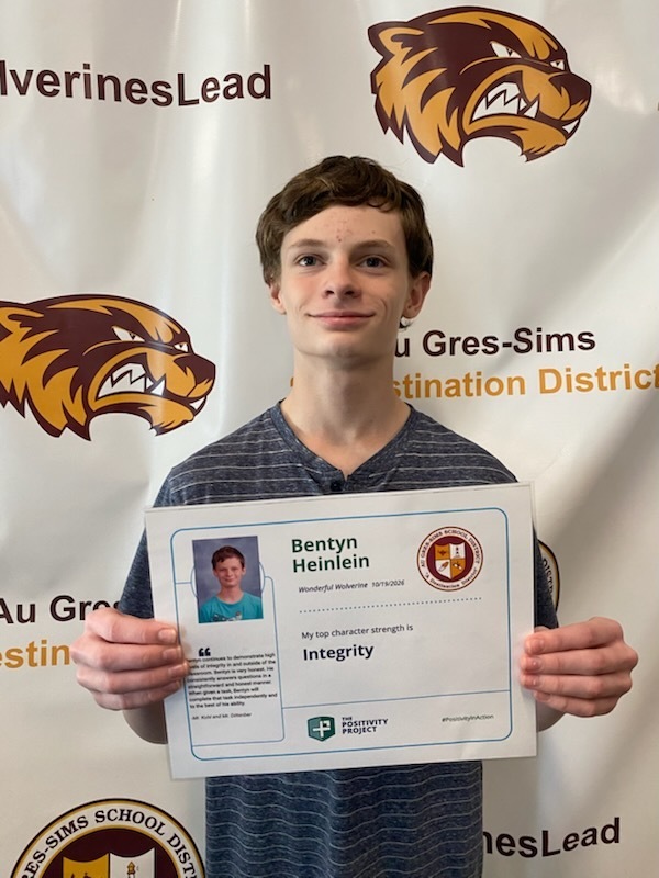 8th Grade: Bentyn Heilein - Nominated by Mr. Dittenber & Mr. Kohl