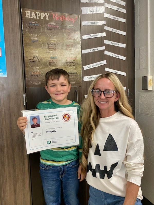 2nd Grade: Raymond Stomberski - Nominated by Mrs. Bashaw