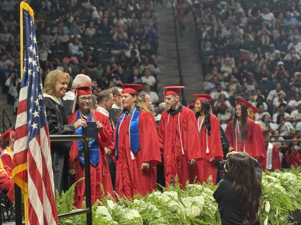 Aubrey High School Class of 2026 graduates on stage receiving diplomas Graduation Ceremony on YouTube
