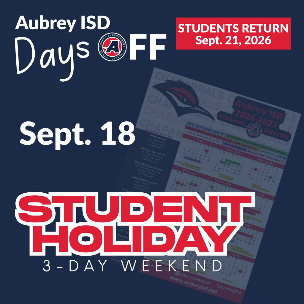 Student holiday notification graphic for September 18, indicating students return on September 21