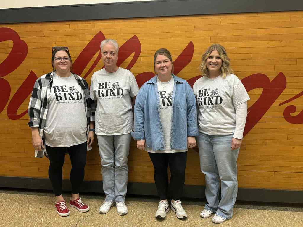 Auburn Public School Staff Celebrating world kindness day, by wearing Be Kind Shirts