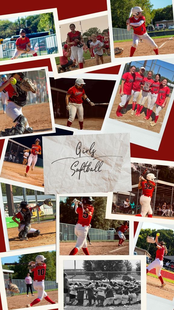 Collage of 15 action shot pictures from the softball season.