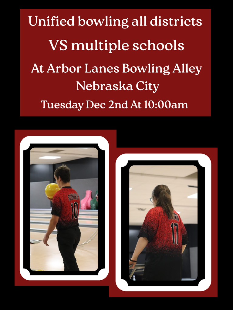Unified bowling all districts VS Multiple schools at arbor lanes bowling alley nebraska city tuesday de 2nd at 10:00 am