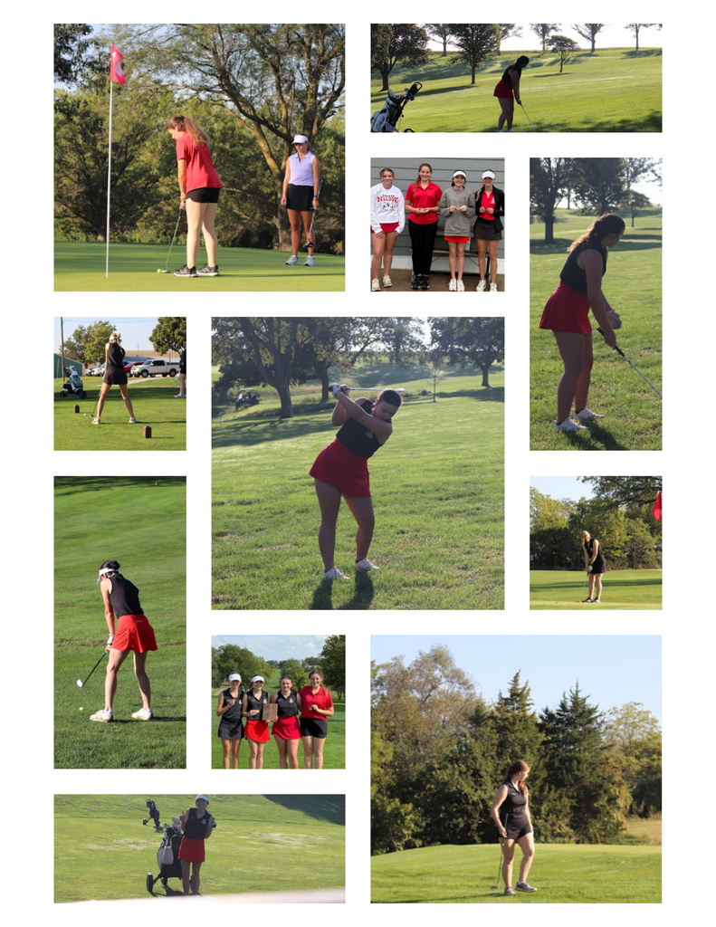 Collage of 15 action shot pictures from the girls golf season.
