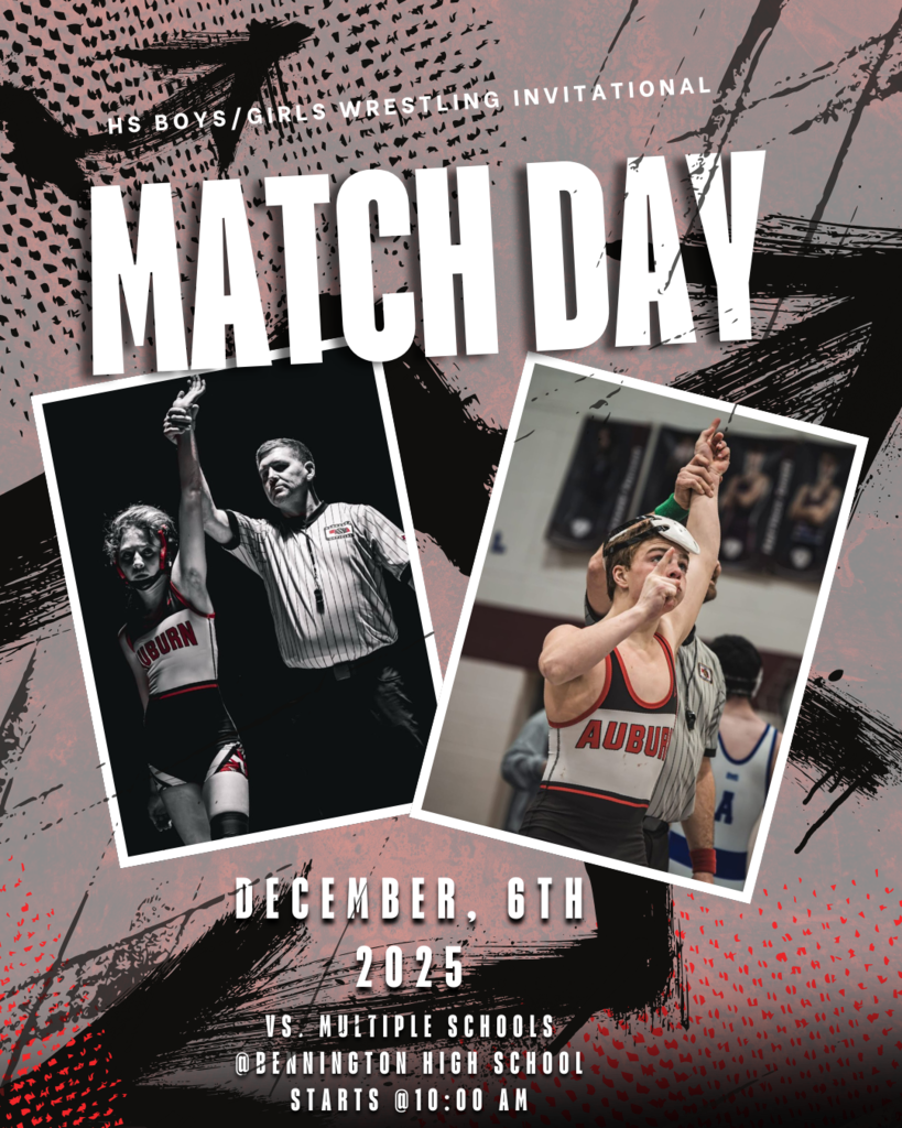 High School girls/boys wrestling invitational December 6, 2025 VS. Multiple Schools Bennington High School Starts at 10:00 am