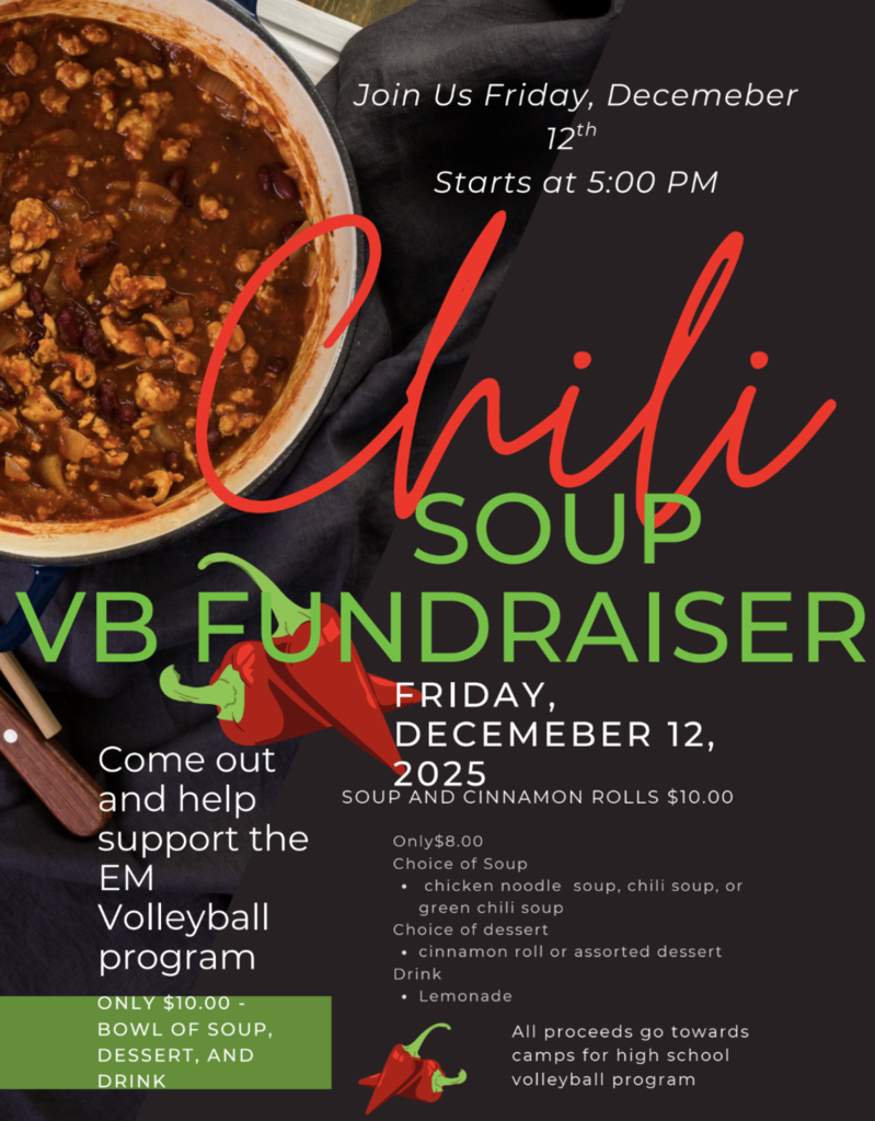 Soup VB fundraiser join us friday decmeber 12 starts at 5:00 pm only 10$ bowl of soup dessert and drink
