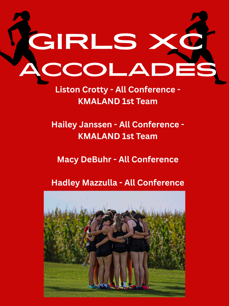 Girls XC Waiting on all state -OWH & LJS Liston Crotty - All Conference - KMALAND 1st Team Hailey Janssen - All Conference - KMALAND 1st Team Macy DeBuhr - All Conference Hadley Mazzulla - All Conference