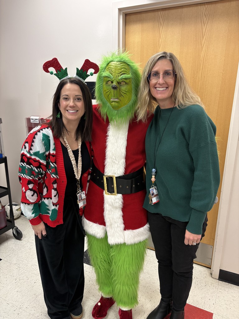 Calvert ended the first semester with some school-wide fun! Congratulations to the students who earned perfect attendance for the first semester. These students had no tardies, early departures, or absences during the first two quarters. Wow!  Congratulations as well to our 4th and 5th grade students, who tied for needing the least reminders to follow our school-wide expectations during the first semester. Their leadership and positive behavior earned them the opportunity to sit with friends of their choice at lunch today, along with extra recess time. Well done!  We also had a very special visitor join us: The Grinch, who led students in some festive dancing. In addition, Calvert classrooms are participating in music trivia throughout the day. Four staff members are bravely singing over the intercom, and classrooms that guess the singer correctly earn candy canes.  Congratulations to Mrs. Meyer’s class for winning the first round, and a big thank you to Miss Addie for being brave and kicking things off with her singing!  Have a wonderful break, Calvert!