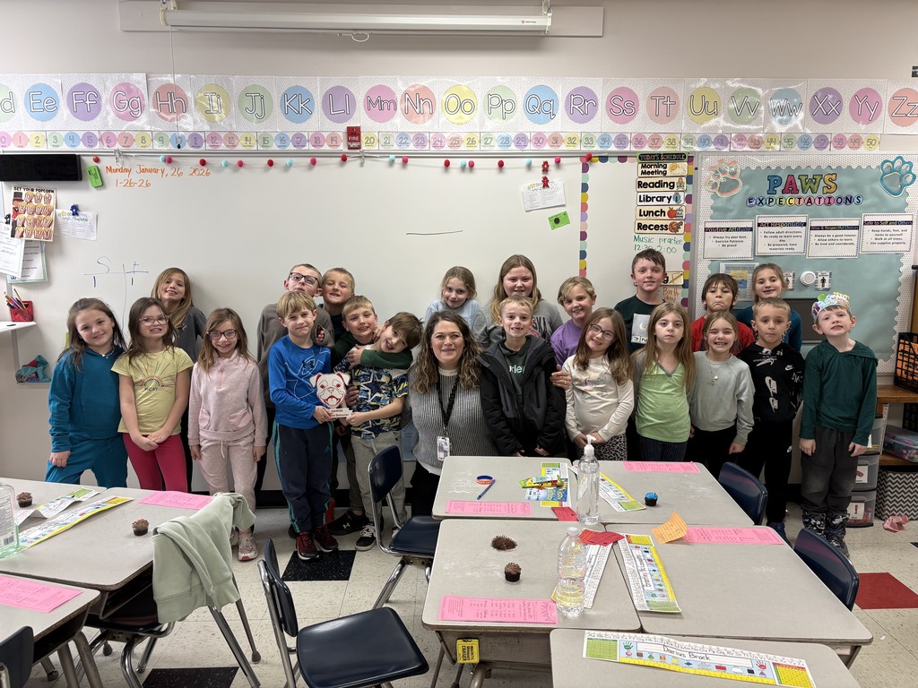 Congratulations to Mrs. Schroeder’s 2nd grade class for earning the PBIS Traveling Trophy this week! 🎉 They received the highest number of PAWS cards last week!