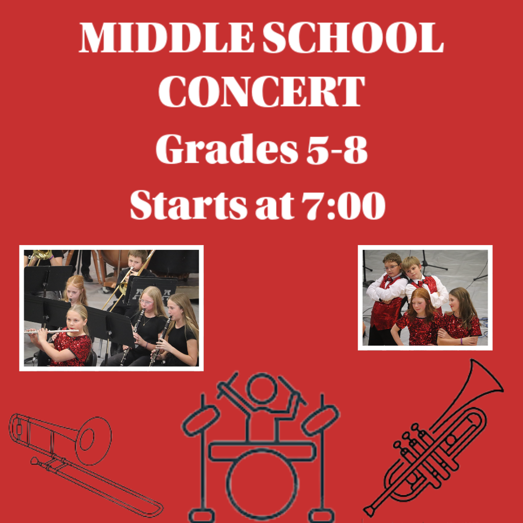 middle school concert grades 5-8 starts at 7:00