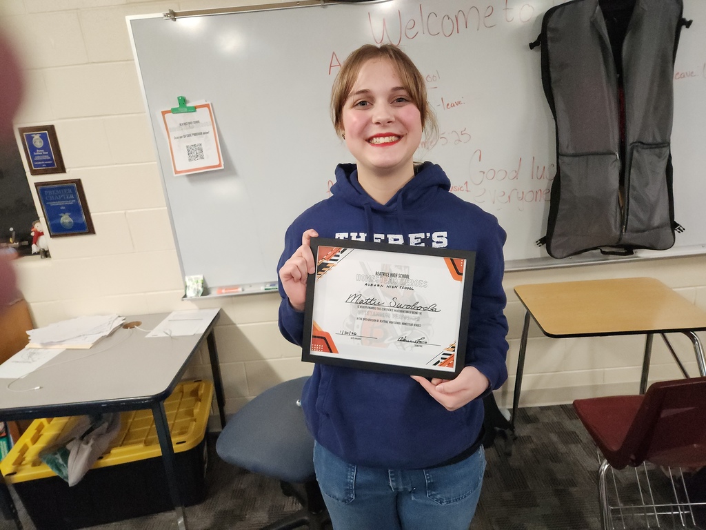 Mattie Swoboda was selected as the Outstanding Performer at the Beatrice Show Choir Competition