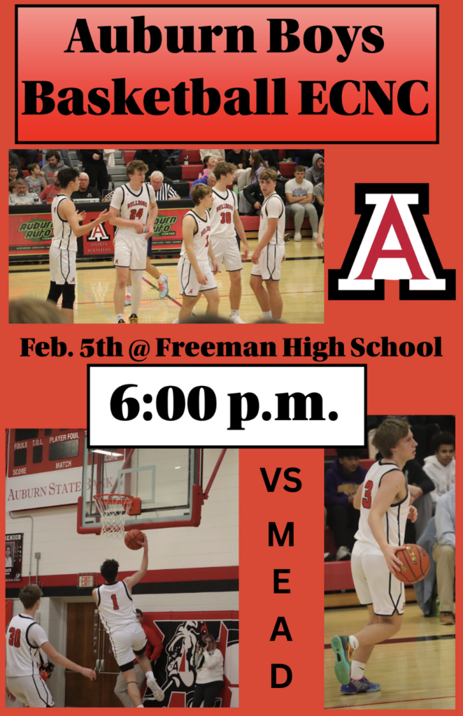 Auburn boys basketball ecnc. Feb. 5th @ Freeman High School. 6:00 pm