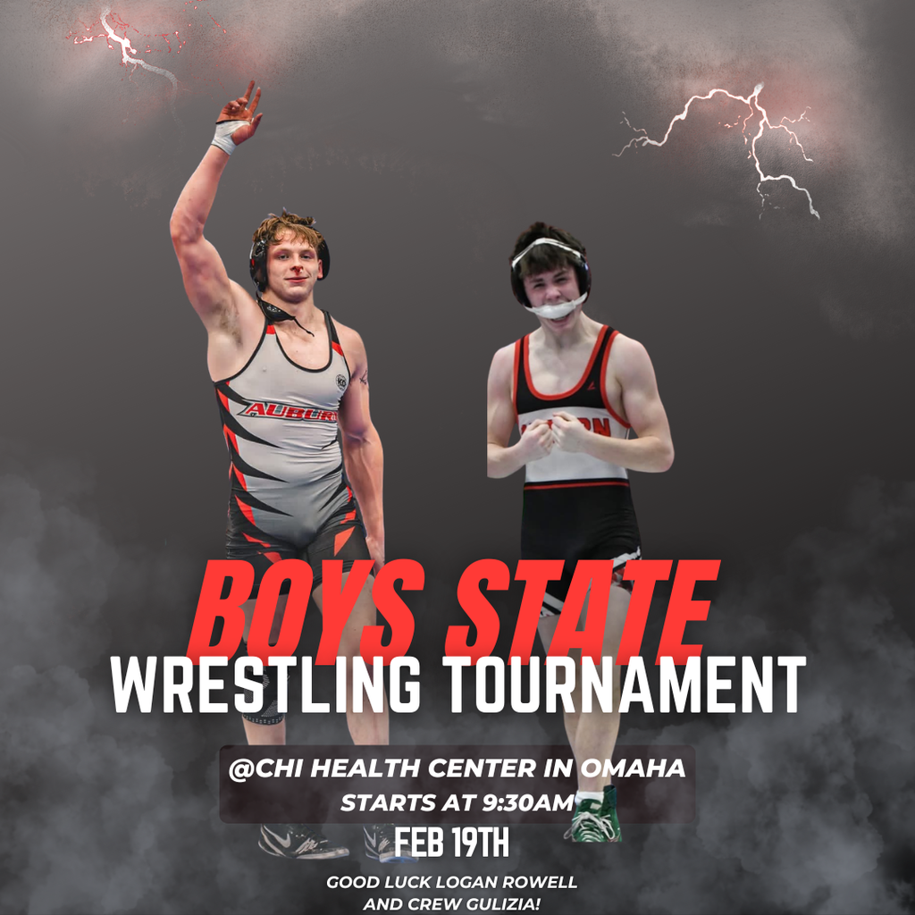 boys state wrestling tournament @ chi health center in omaha starts at 9:30 am feb 19th good luck logan rowell and crew gulizia