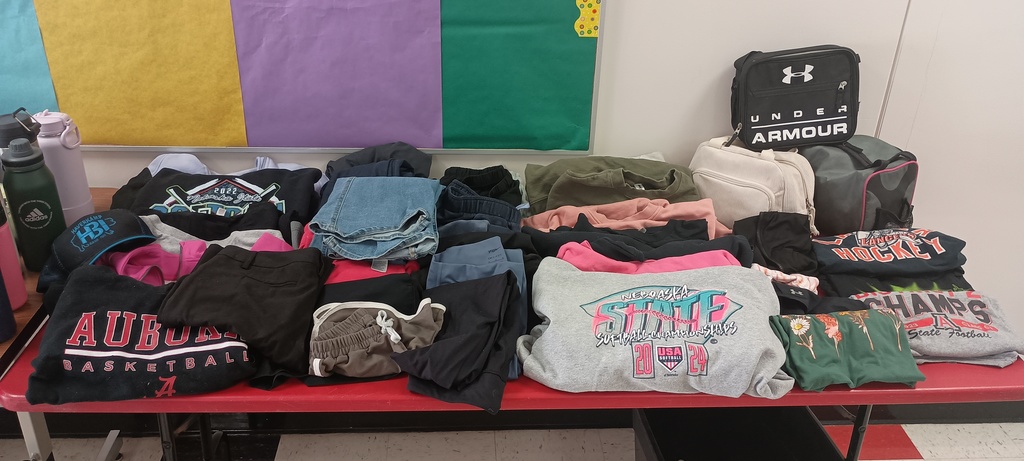 lost and found clothes and lunch boxes