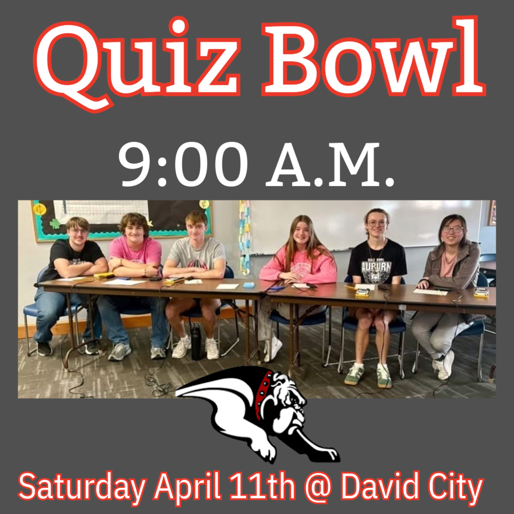 Quiz Bowl Saturday April 11th @ David City 9:00 A.M.