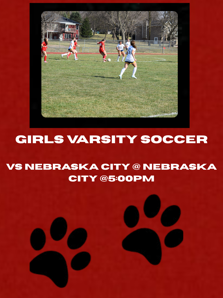 Girls soccer varsity game at nebraska city vs nebraska city at 5:00pm 