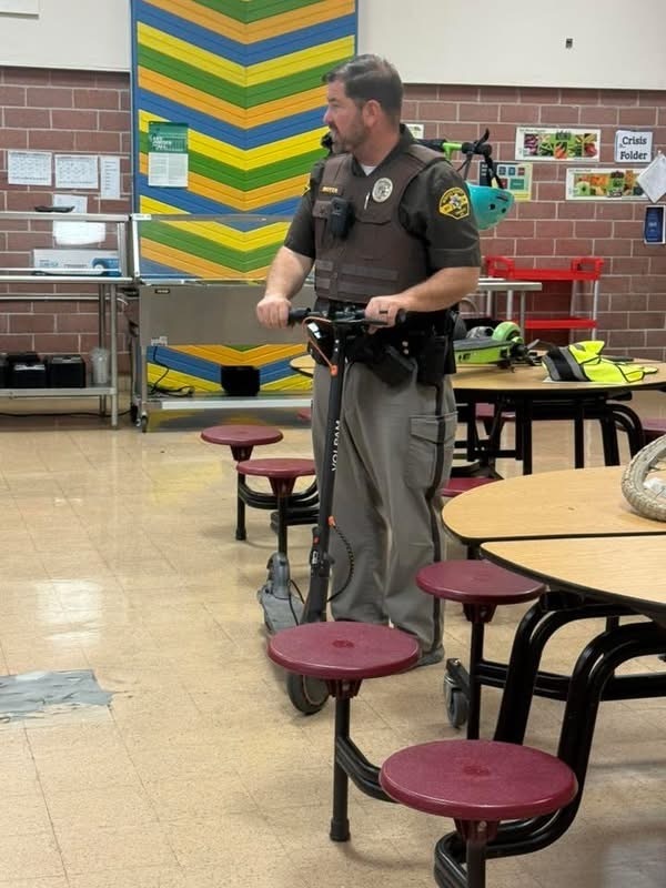 Calvert Elementary would like to extend a sincere thank you to Deputy Casey Moyer and Mayor Chris Erickson for taking the time to visit our students and present sessions on Bike and Scooter Safety. Your willingness to invest in our students and share important safety information in an engaging and meaningful way is greatly appreciated. Opportunities like this help reinforce safe habits and strengthen the connection between our school and community. Thank you again for your time, support, and commitment to the students and families of Calvert Elementary!