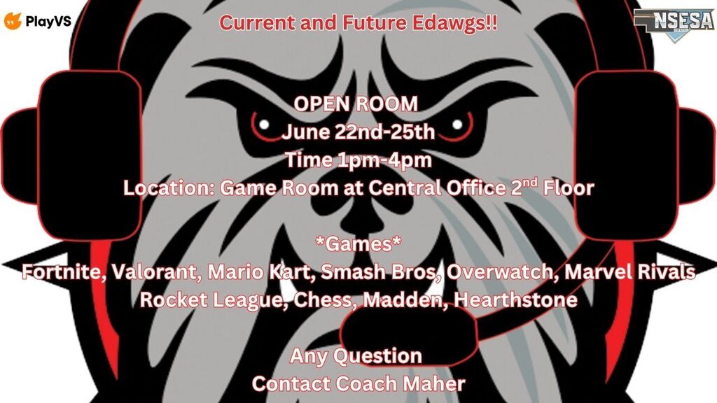 Esports Summer June Open Room.