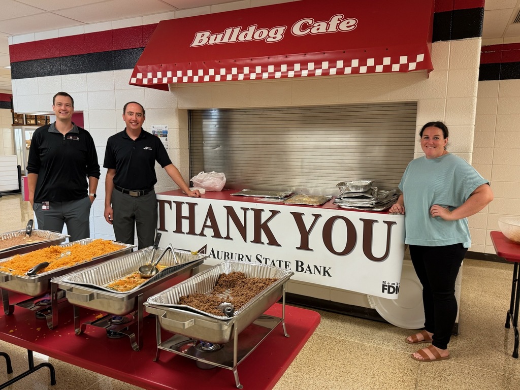 Thank you, Auburn State Bank, for generously providing lunch for our staff on the first day of school! 🍎📚 We are incredibly grateful for your support and kindness. Your generosity means so much to our staff and helped us start the school year on a wonderful note! 💙