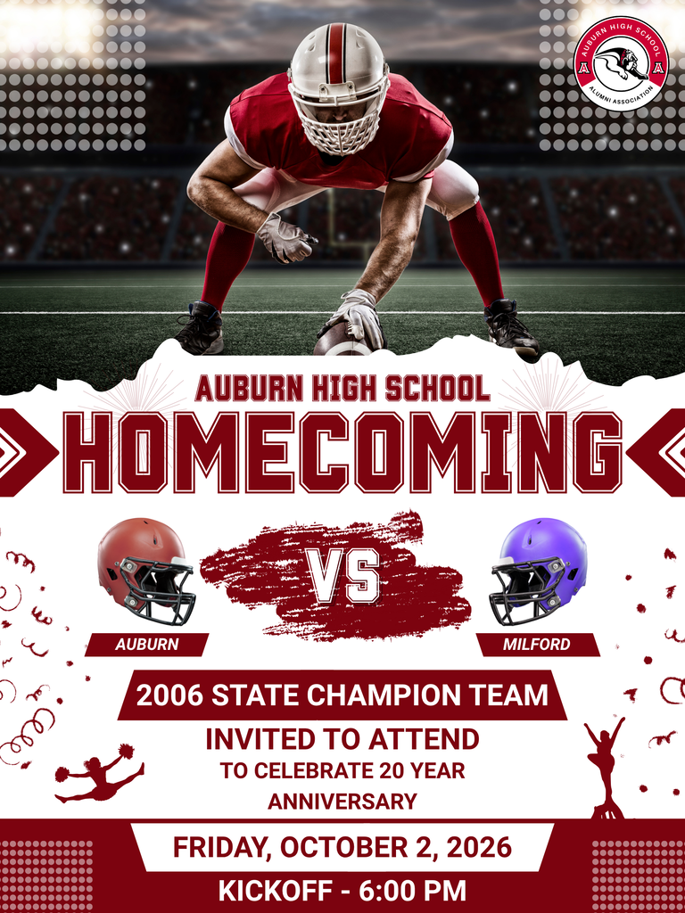 AHS Alumni Association invitation for 2006 football players to be recognized at homecoming on October 2nd