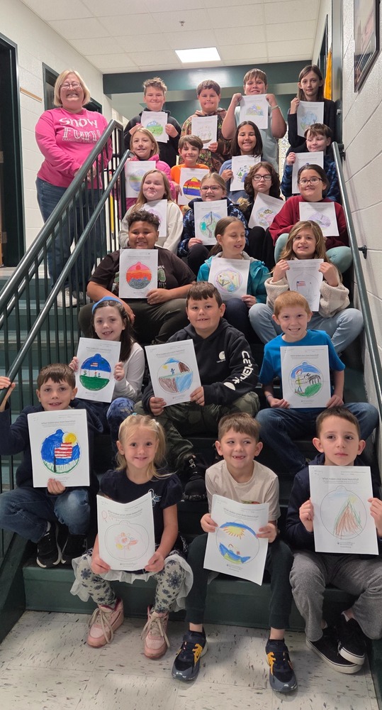 Craigsville Elementary Students Holding Their Christmas Ornament Designs