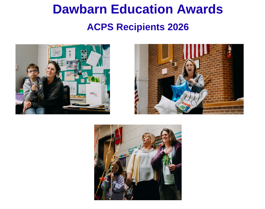Pictures of Dawbarn Education Awards Recipients: Jennifer Palaskey, Rena Collins, and Sarah Kite 