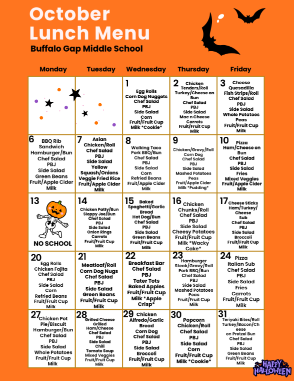 October Lunches and Breakfasts
