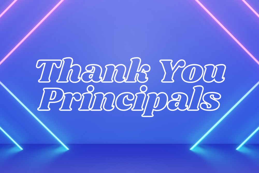 Thank You Principals in neon lights