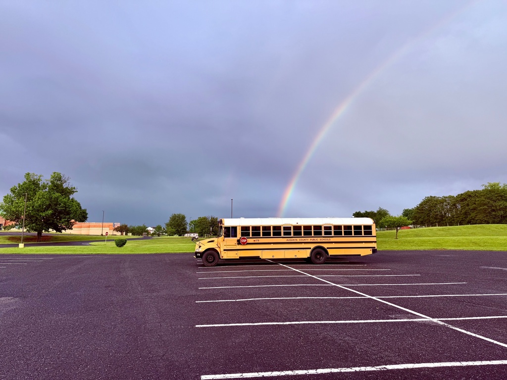 School Bus with Rainbow