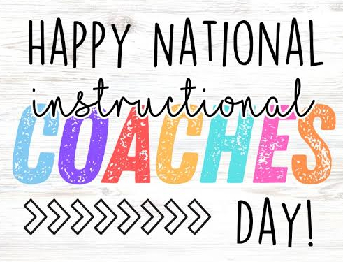 "Happy National Instructional Coaches Day!" on a white wood-look background.