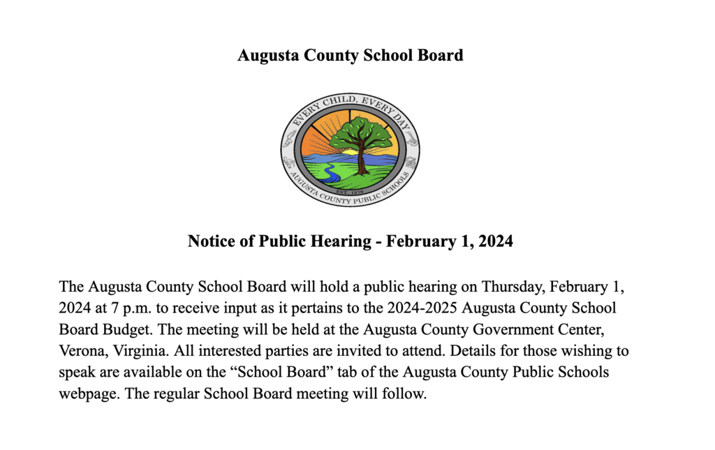 February 1 Public Hearing Notice