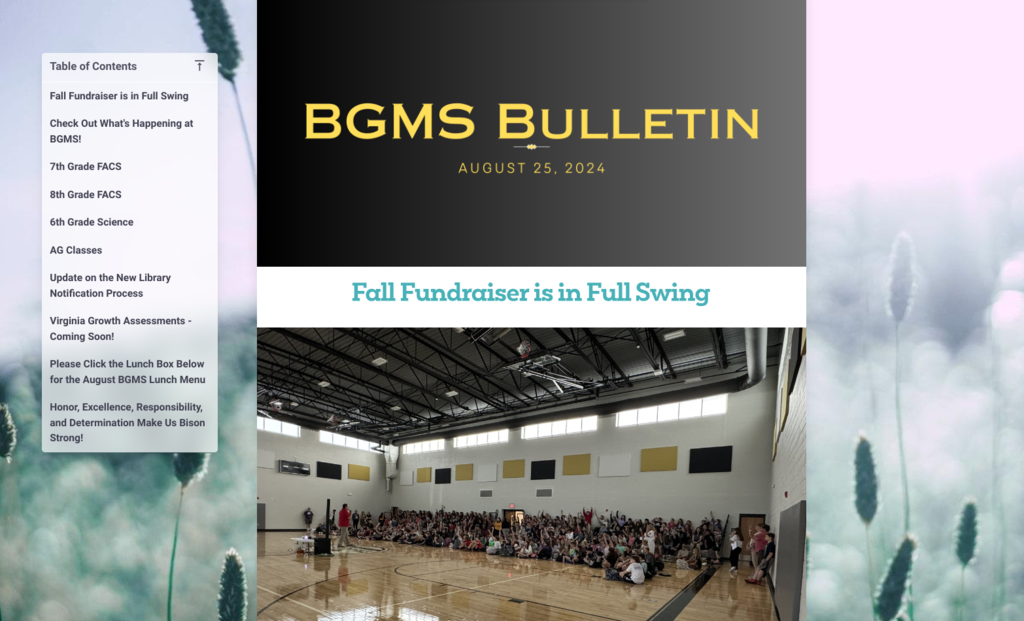 BGMS Bulletin for 8.25.24