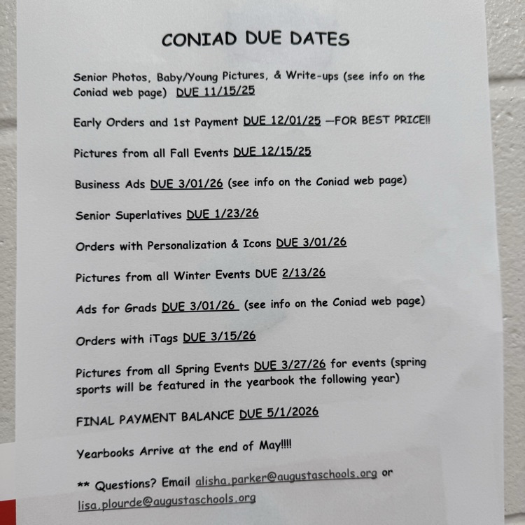 yearbook due dates