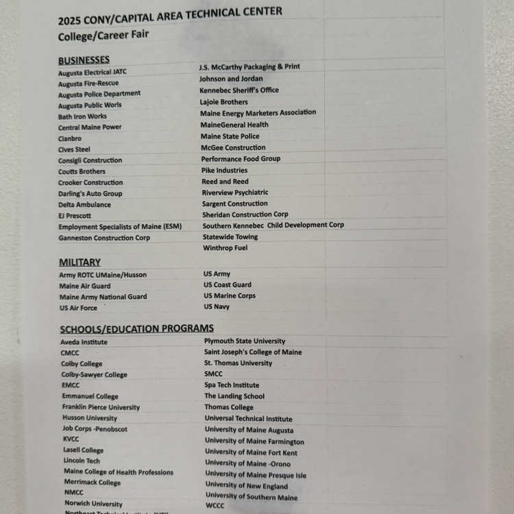 Cony & CATC College and Career Fair 2025