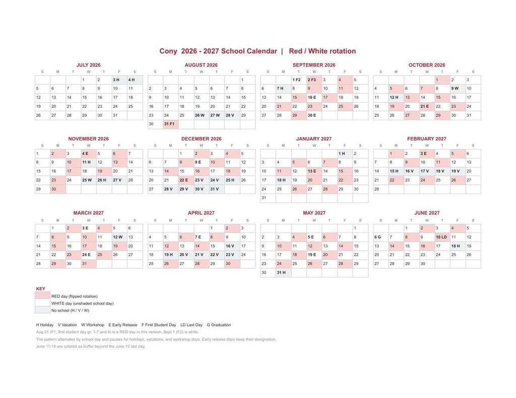 Red and White Calendar