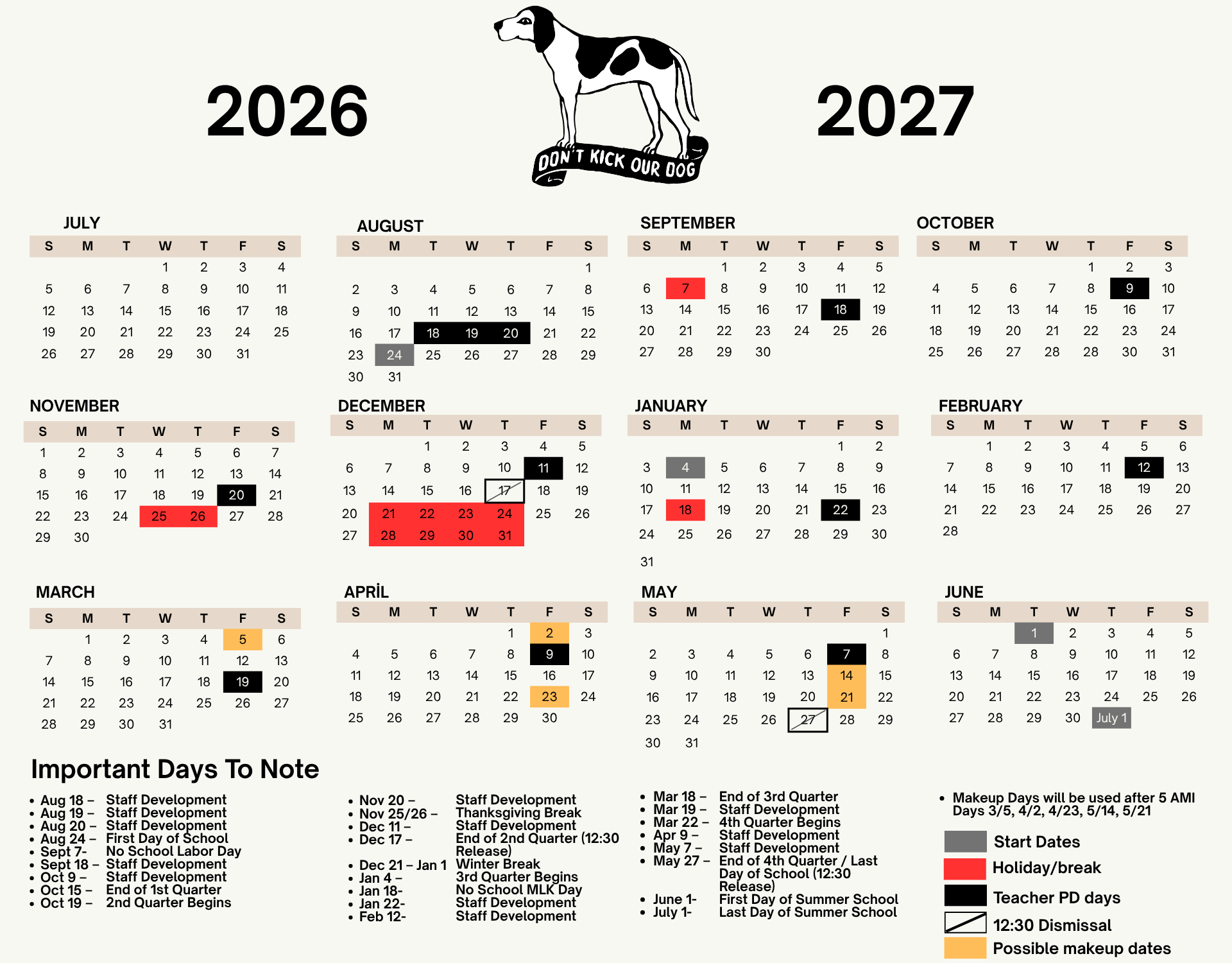 2026-2027 Aurora R8 Calendar | Aurora High School