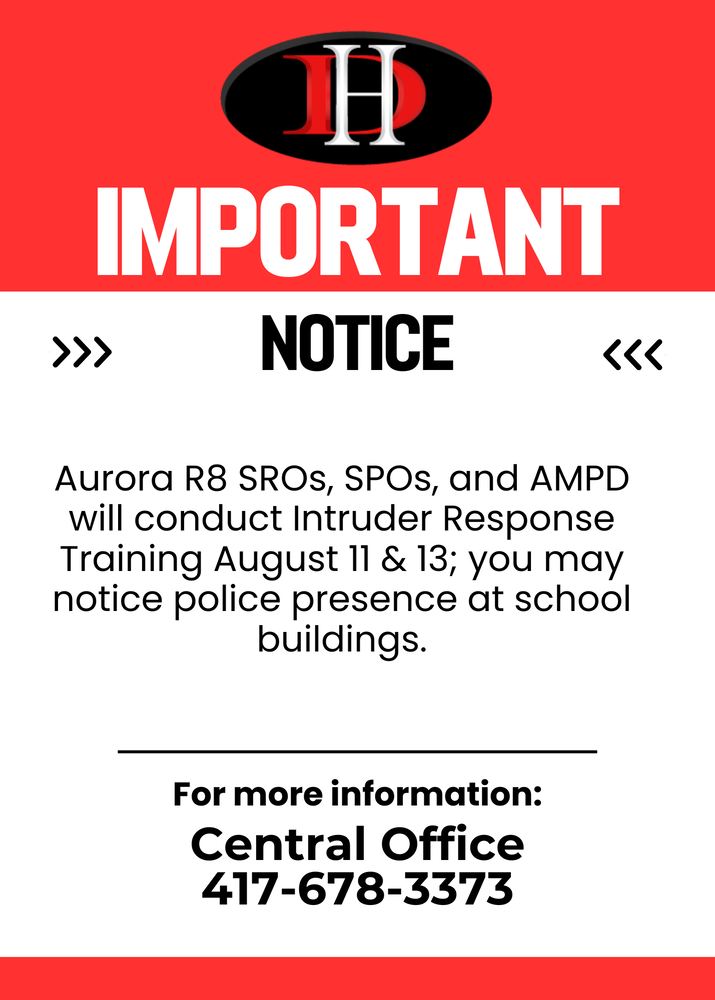 SROs & AMPD training 8/11 and 8/13 @ JH