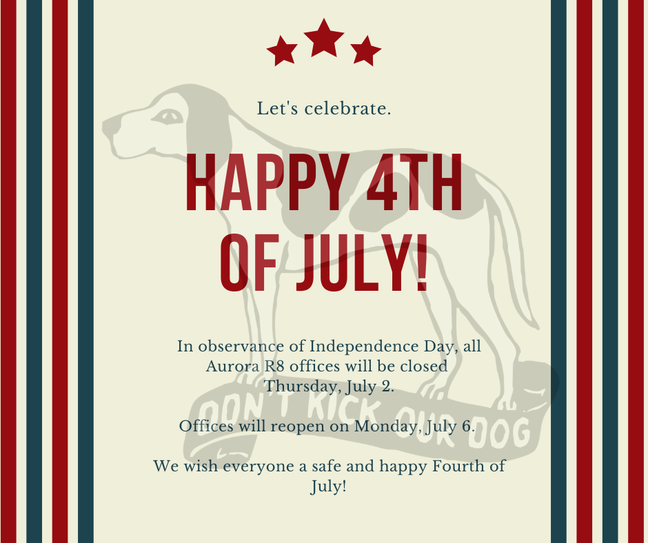 🇺🇸 Holiday Office Closure Reminder 🇺🇸  In observance of Independence Day, Aurora R8 offices will be closed on Thursday, July 2. District offices are regularly closed on Fridays and will reopen on Monday, July 6.  We wish all of our students, families, staff, and community a safe and happy Fourth of July!