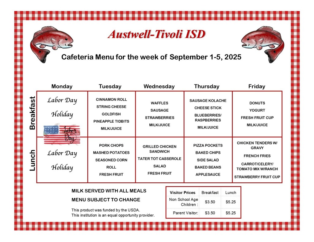 Sept. 1-5, 2025 Menu