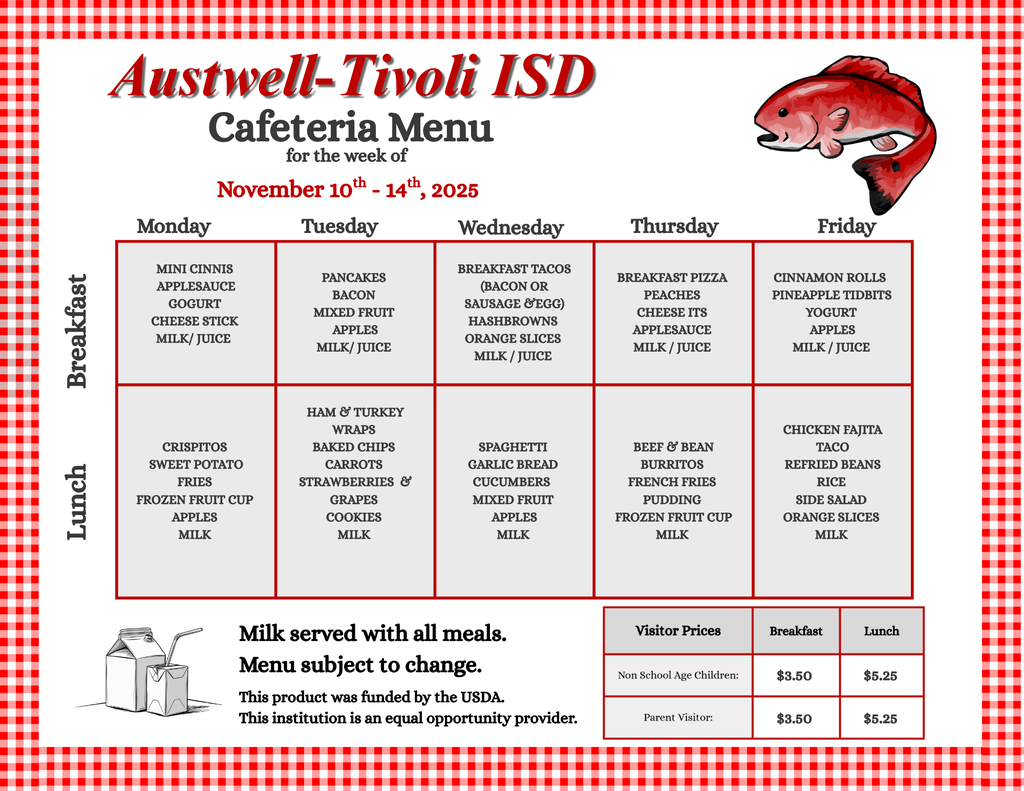 Nov 10th -14th, 2025 Menu