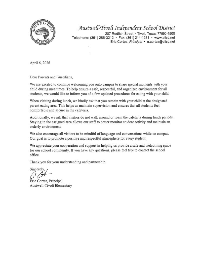 Updated lunchtime procedures. 