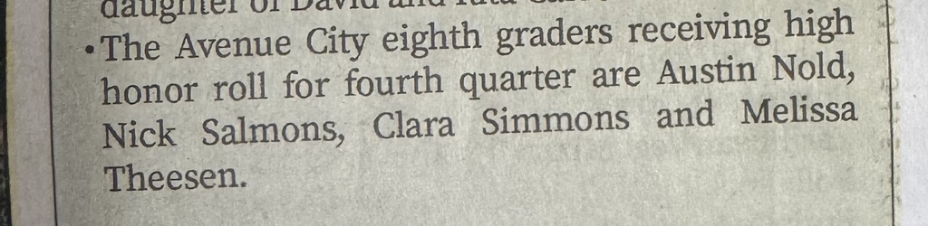 List of Honor Roll Achievers from 25 Years Ago