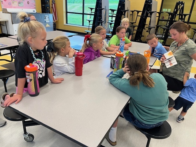 Teacher reading to a group of students